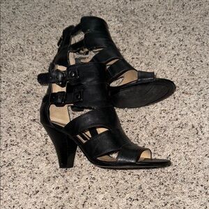 Marc Fisher Black Heeled Sandals with Strappy Design